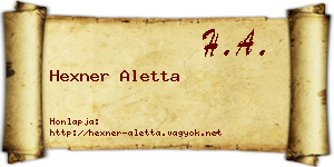 Hexner Aletta névjegykártya